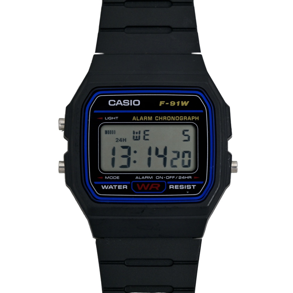 Casio F-91W Alarm Chronograph Unisex Black Resin Watch Retro